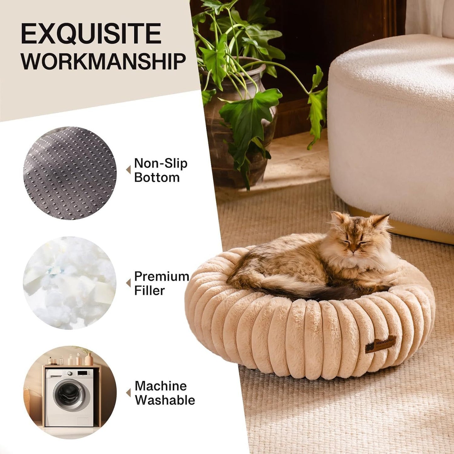 Medium- Washable Dog Bed w/ Non-Slip Bottom-Up to 45 lbs