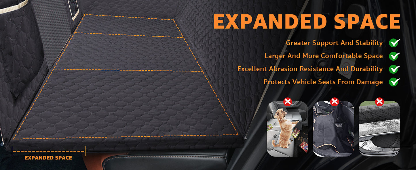Waterproof Back Seat Extender and Cover, Hard Bottom- Heavy Duty Scratch Proof, For Cars/SUVs