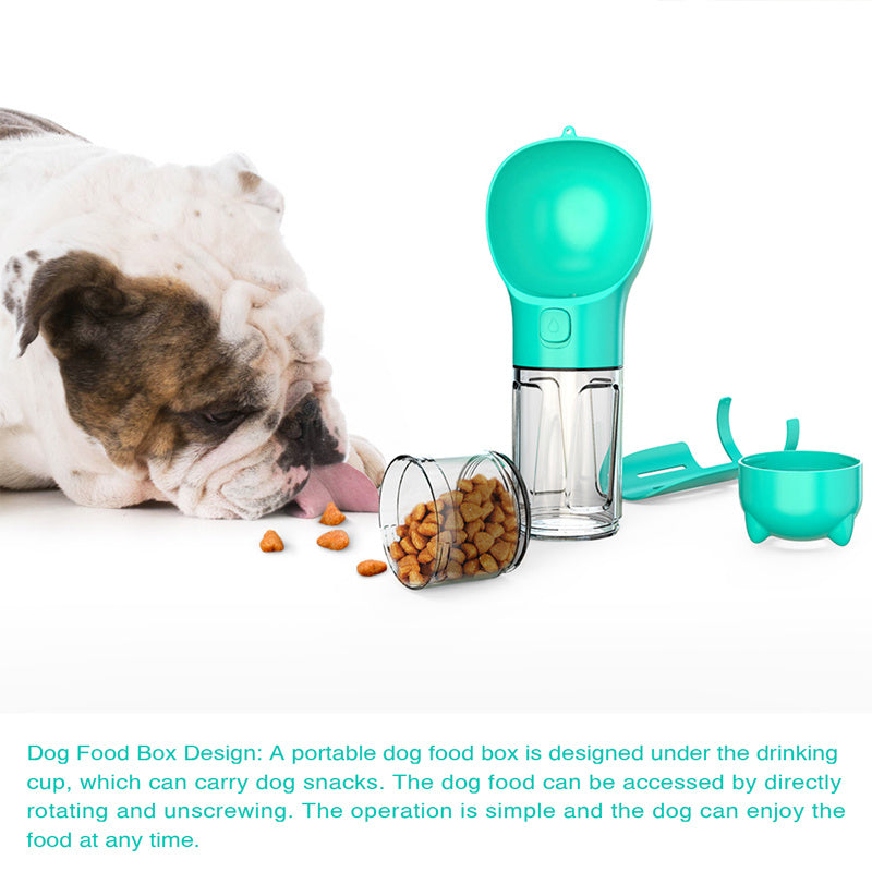 Portable, Travel 3 In 1 Dog Water/Food Bottle & Baggie Dispenser