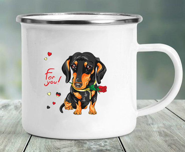 Various Dachshund Enameled Mugs