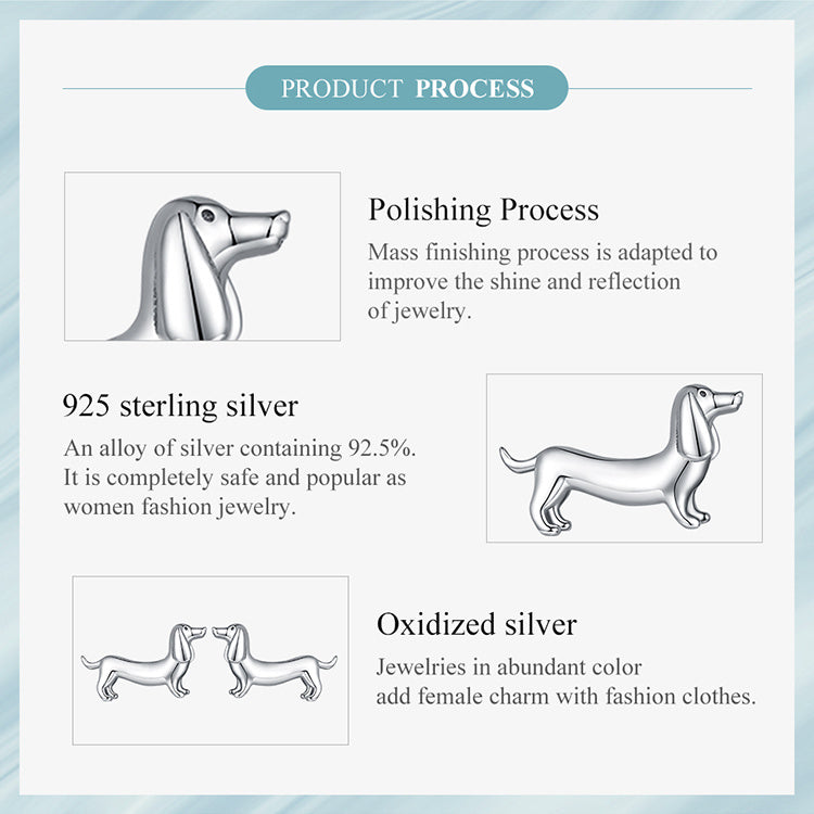 Dachshund Earrings- S925 Sterling Silver