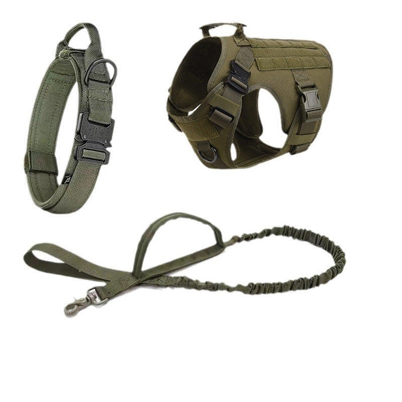 Three-piece Set- Tactical Pet Gear, Harness, Collar, & Leash (S-XL)