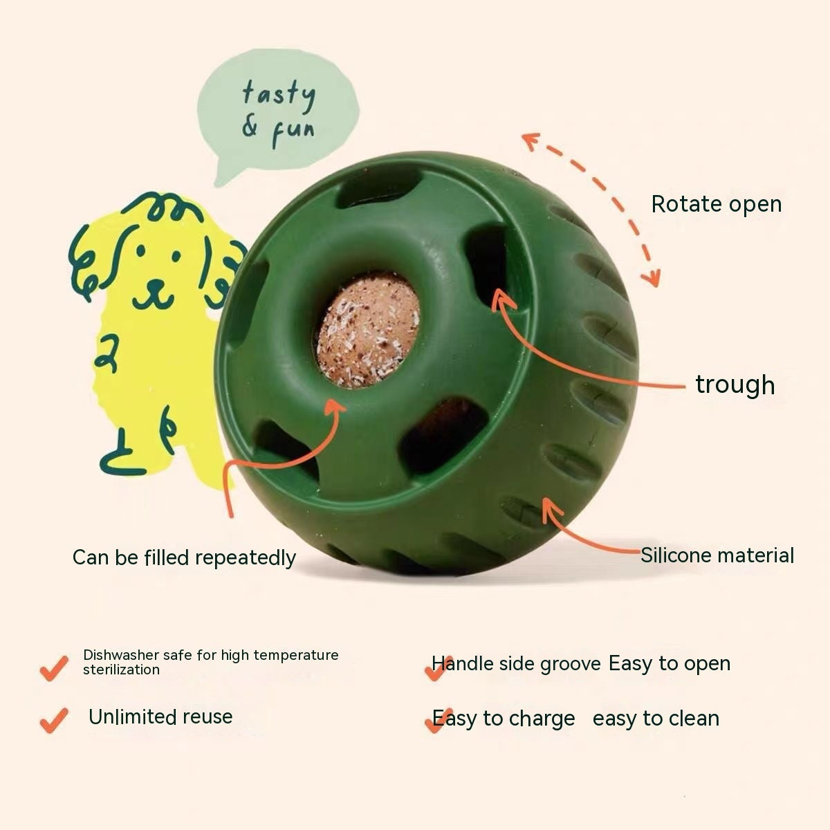 Treat Ball Toy & Tray-Use with/ Homemade Treats or Small Treats