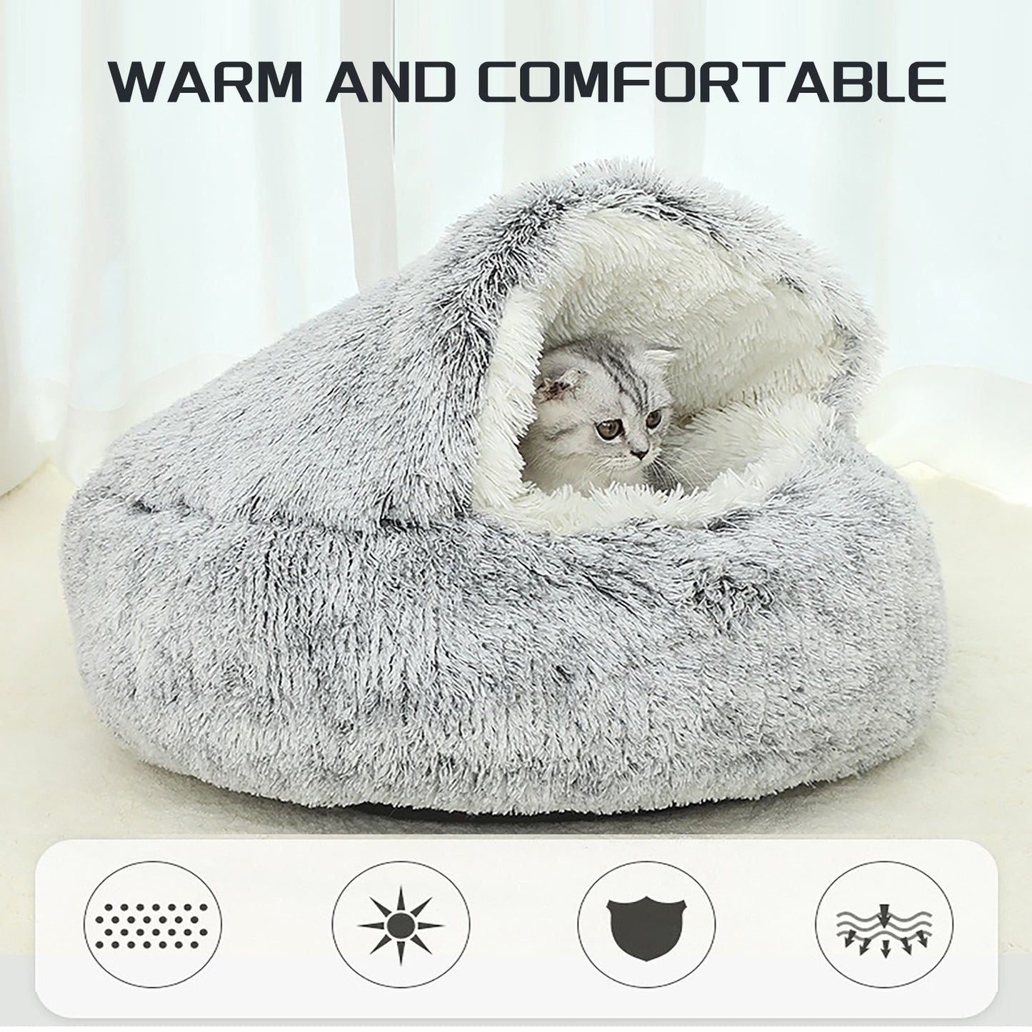 Luxurious Fuzzy, Plush Round Pet Bed