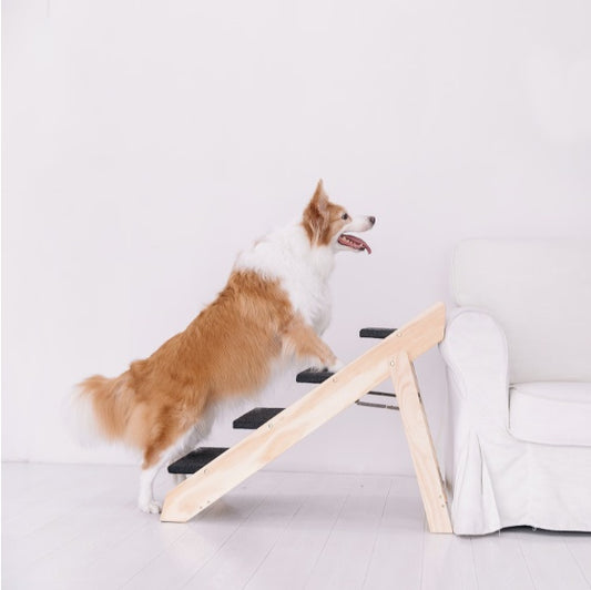 Foldable, Wooden 4-storey Pet Stairs/Ramp- Up to 110 Pounds
