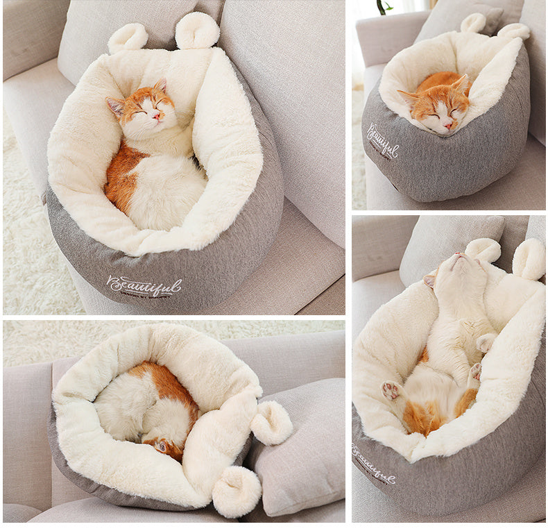 Grey Deep Cushion Pet Bed (S-M)