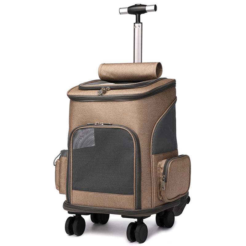 Foldable Pet Backpack for Traveling With Wheels- Up to 12 lbs