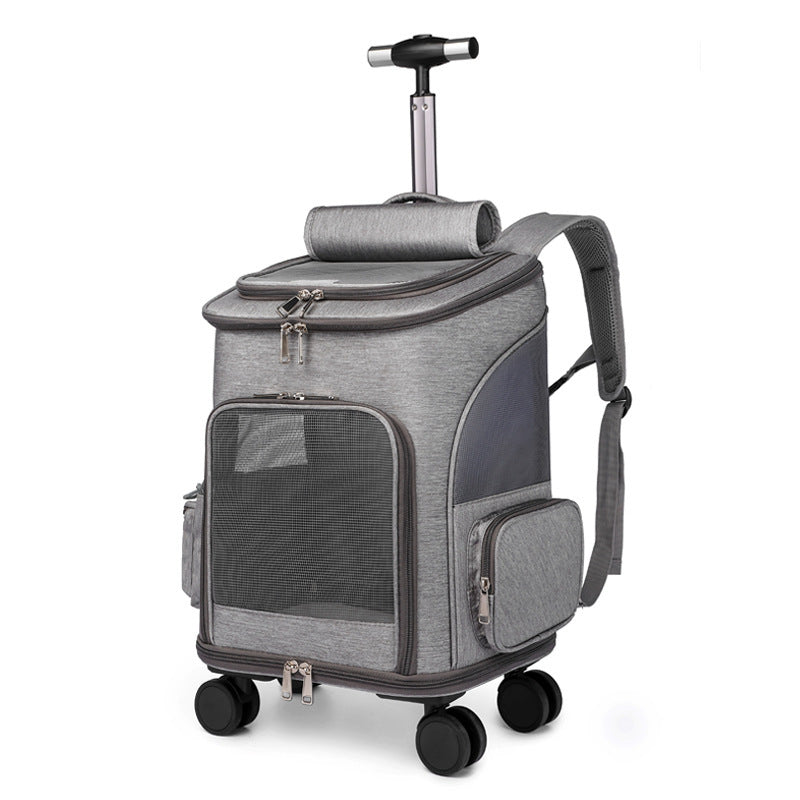 Foldable Pet Backpack for Traveling With Wheels- Up to 12 lbs