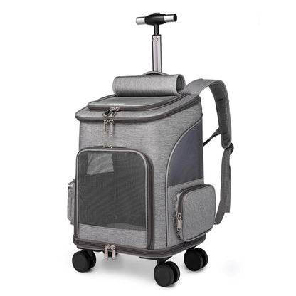 Foldable Pet Backpack for Traveling With Wheels- Up to 12 lbs