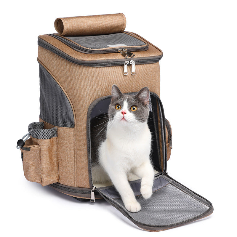 Foldable Pet Backpack for Traveling With Wheels- Up to 12 lbs