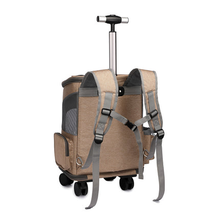 Foldable Pet Backpack for Traveling With Wheels- Up to 12 lbs