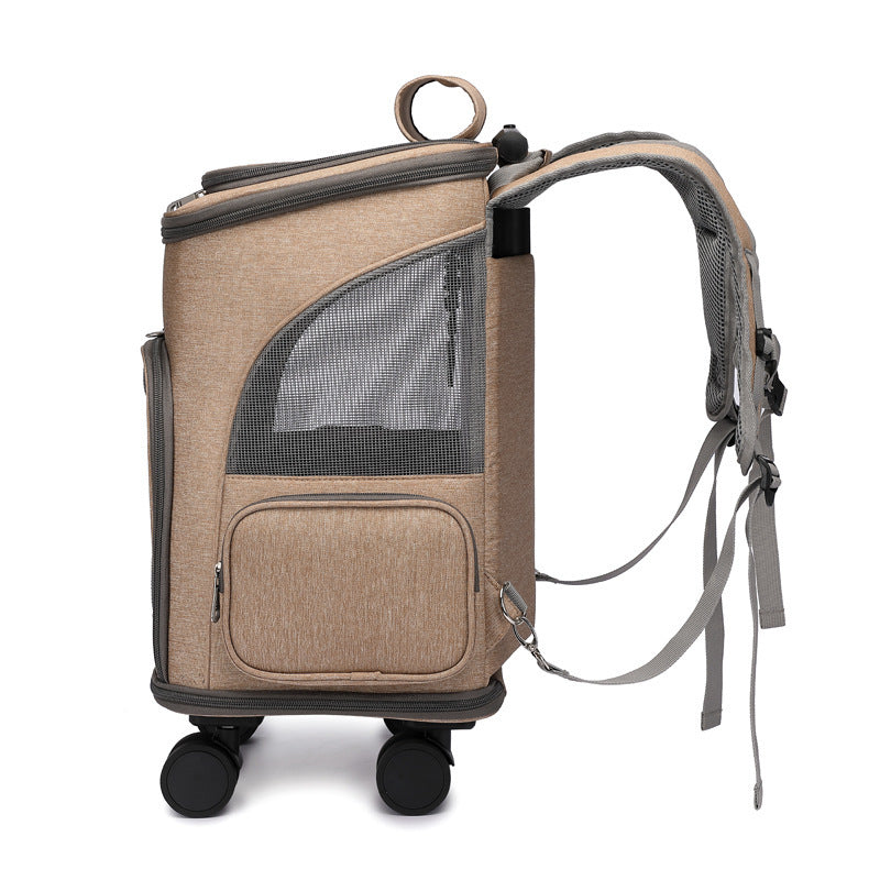 Foldable Pet Backpack for Traveling With Wheels- Up to 12 lbs