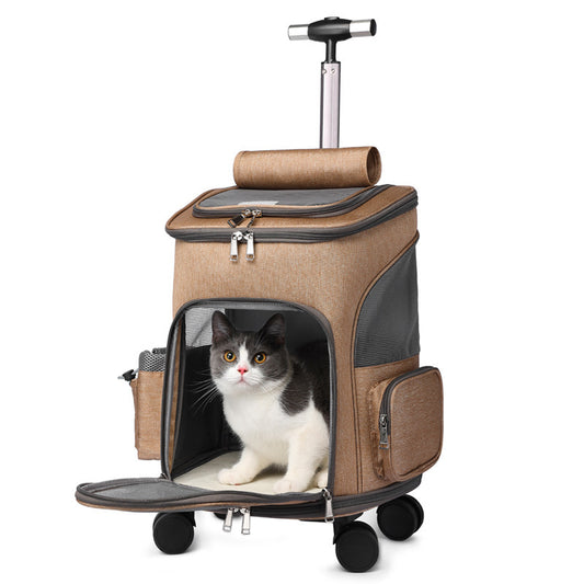 Foldable Pet Backpack for Traveling With Wheels- Up to 12 lbs