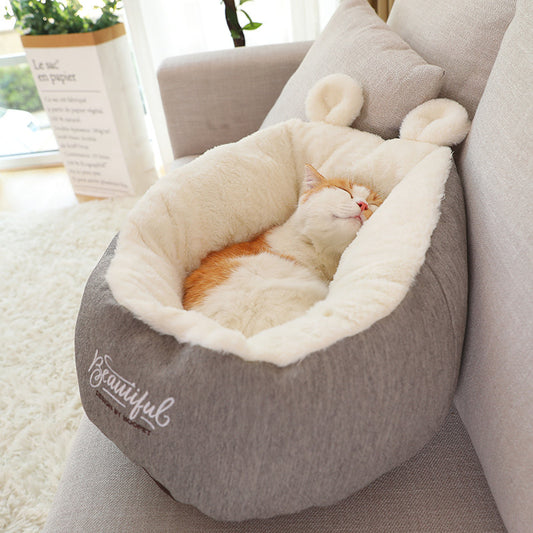 Grey Deep Cushion Pet Bed (S-M)