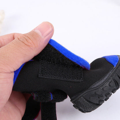 4x Blue Anti-Slip, Waterproof Pet Boots Dog (XXS-L)