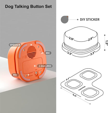 TRAIN YOUR DOG TO SPEAK Dog Talking Buttons Set - 3 Recordable Communication Buttons With