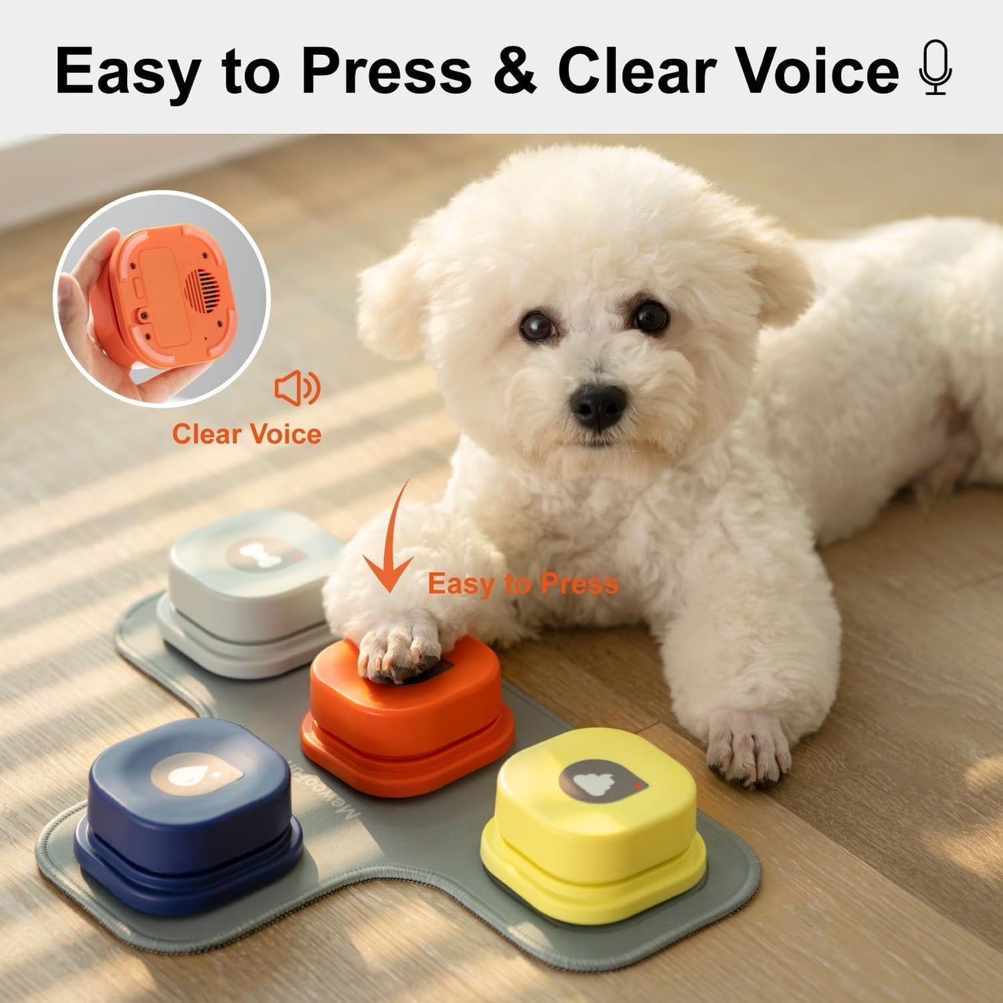 TRAIN YOUR DOG TO SPEAK Dog Talking Buttons Set - 3 Recordable Communication Buttons With