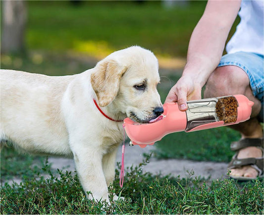 Portable, Travel 3 In 1 Dog Water/Food Bottle & Baggie Dispenser
