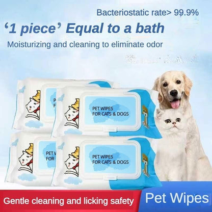 Unscented, Plant-based Pet Wipes for Cleaning & Deodorizing