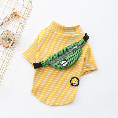 Striped T-Shirt with Attached "Cross-Body Bag" (S-3XL)
