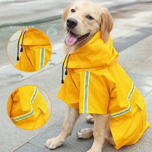 Waterproof Dog Raincoat With Safety Reflective Stripe