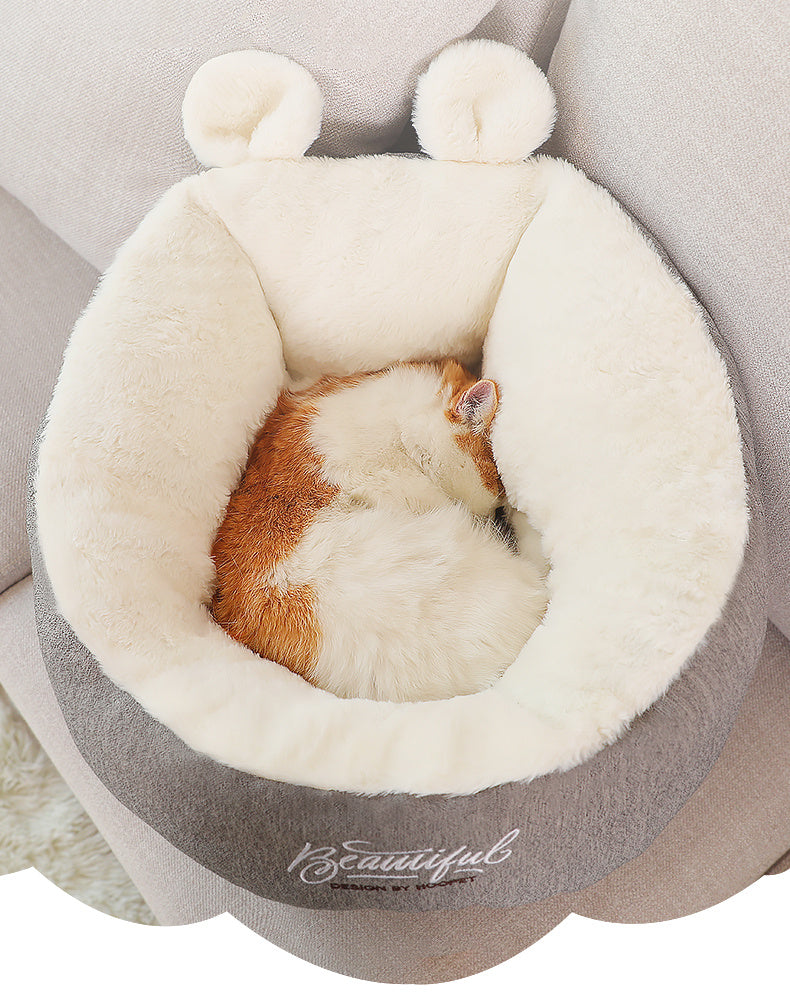 Grey Deep Cushion Pet Bed (S-M)