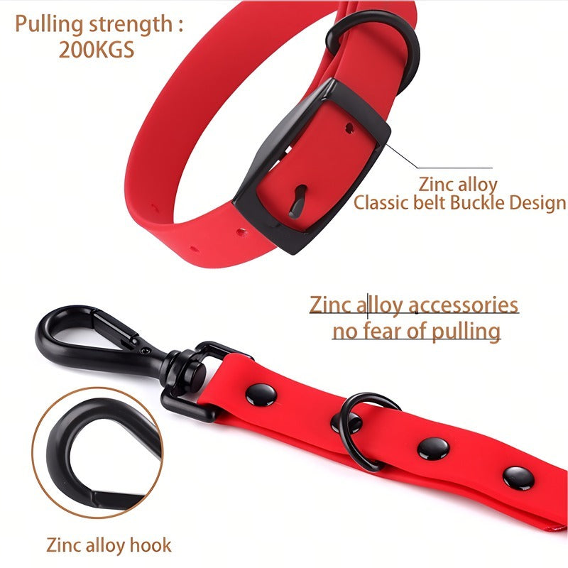 Silicone Pet Collar And Leash Set, Waterproof And Easy To Clean (S-L)