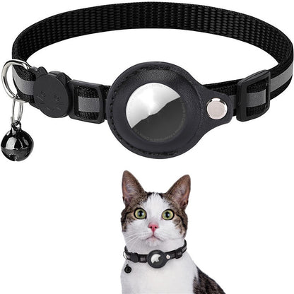 Reflective Cat Nylon Collar w/ Bell & Waterproof Case For AirTag