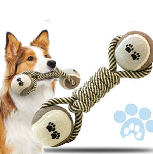 Pet Dumbbell, Rope Tennis Ball Chew Toy