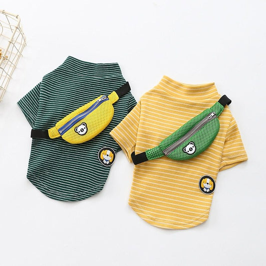 Striped T-Shirt with Attached "Cross-Body Bag" (S-3XL)