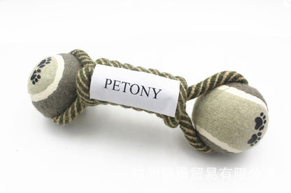 Pet Dumbbell, Rope Tennis Ball Chew Toy