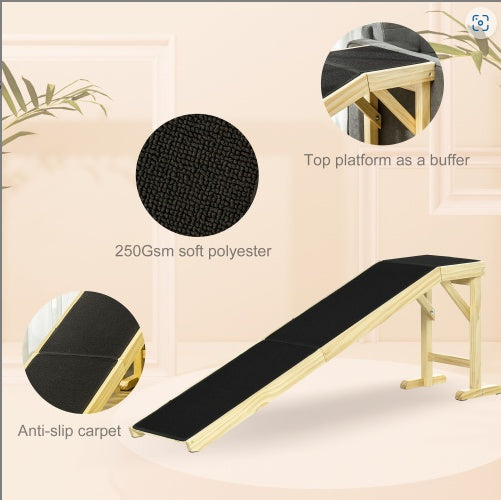 Pet Ramp With Non-slip Carpet And Top Platform
