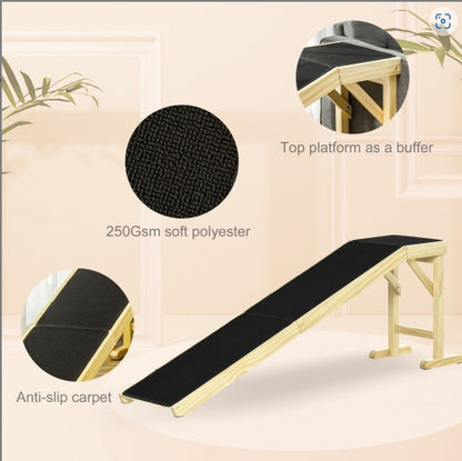 Pet Ramp With Non-slip Carpet And Top Platform