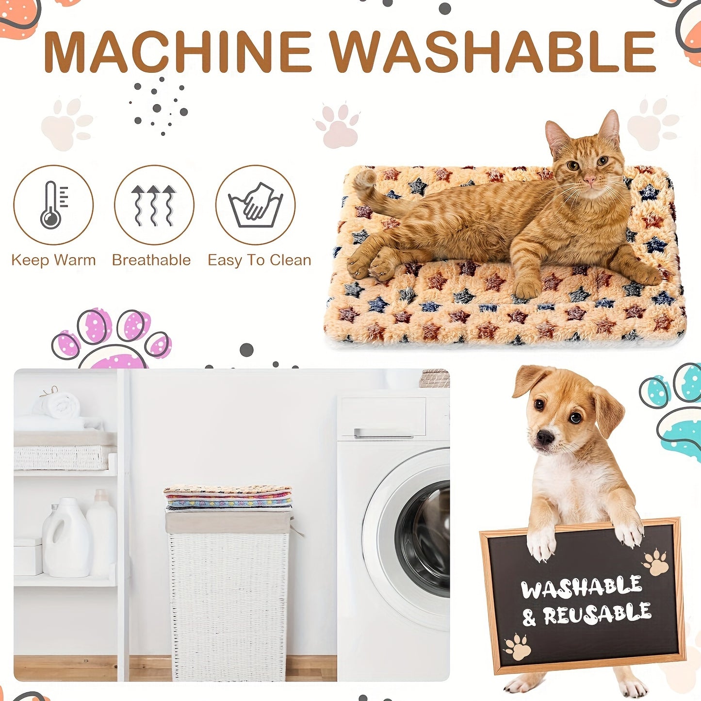 Washable, Soft Dog Bed/Crate Pad