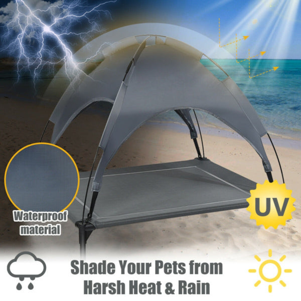 35.5inch X 32 Inch Raised Dog Bed With UV Resistant Canopy- Up to 66 lbs
