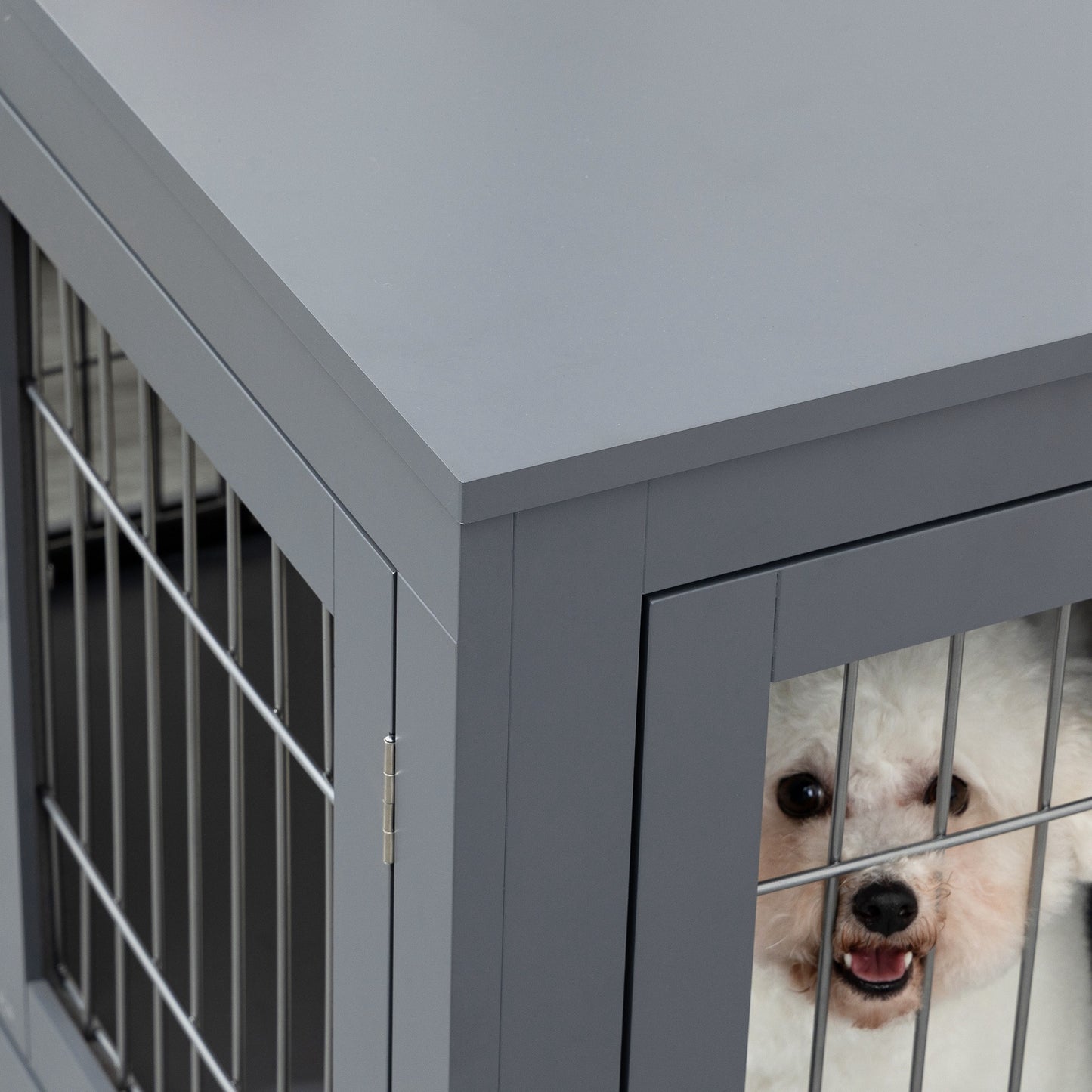 Dog Kennel Furniture- Metal Indoor Pet Cage Cage, Double Door End Table, Small/ Medium Dog House