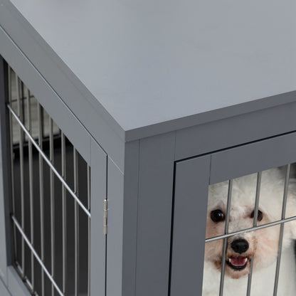 Dog Kennel Furniture- Metal Indoor Pet Cage Cage, Double Door End Table, Small/ Medium Dog House