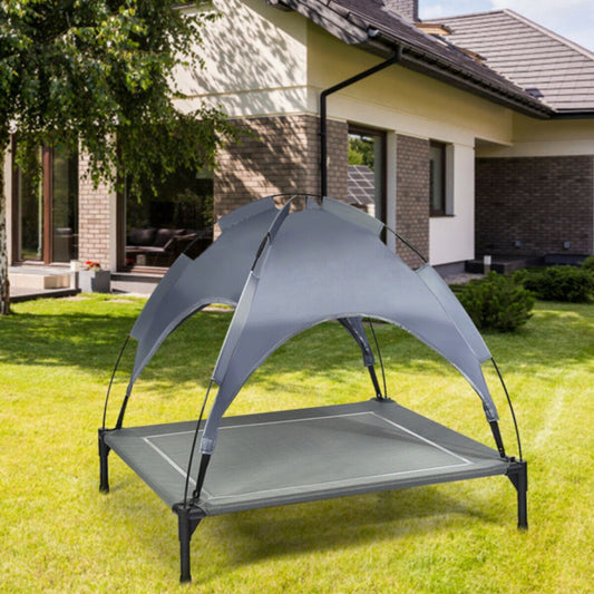 35.5inch X 32 Inch Raised Dog Bed With UV Resistant Canopy- Up to 66 lbs