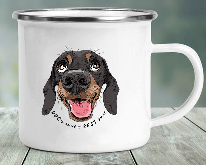 Various Dachshund Enameled Mugs