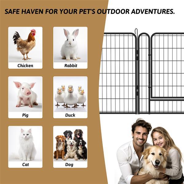 16 Pieces Of Heavy-duty, Portable, Metal Sports Fence for Pets