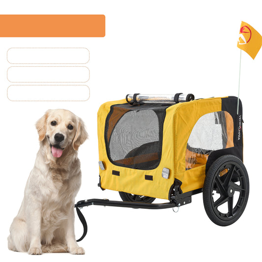 Yellow Outdoor Heavy Duty Foldable, Bicycle Tow Pet Stroller
