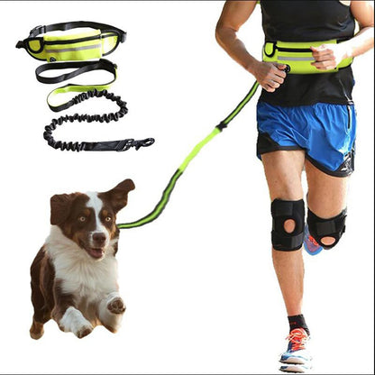Hands Free Dog Leash, Pet Walking And Training Belt With Shock Absorbing Bungee Leash For Up To 180lbs Large Dogs Phone Pocket And Water Bottle Holder
