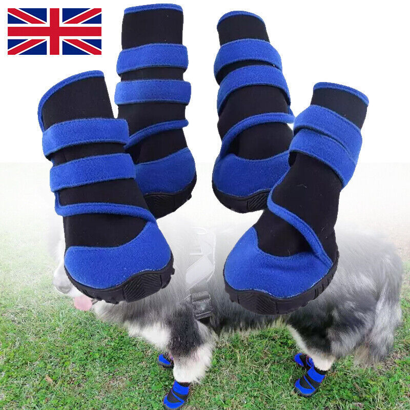 4x Blue Anti-Slip, Waterproof Pet Boots Dog (XXS-L)