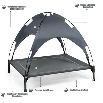 35.5inch X 32 Inch Raised Dog Bed With UV Resistant Canopy- Up to 66 lbs