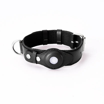 Leather Pet Collar w/ Protective Cover for AirTag