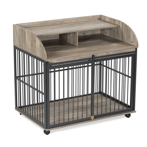 Wooden Desk Kennel on Wheels- For Large/Medium Dogs