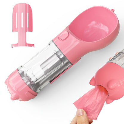 Portable, Travel 3 In 1 Dog Water/Food Bottle & Baggie Dispenser