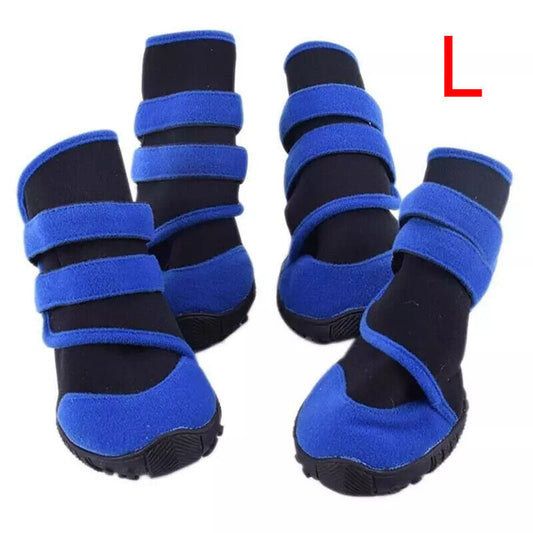 4x Blue Anti-Slip, Waterproof Pet Boots Dog (XXS-L)