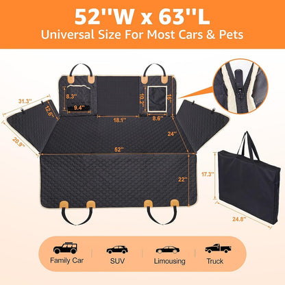 Waterproof Back Seat Extender and Cover, Hard Bottom- Heavy Duty Scratch Proof, For Cars/SUVs