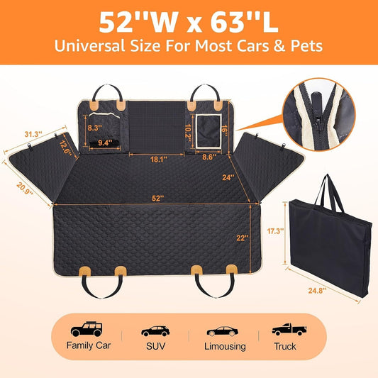 Waterproof Back Seat Extender and Cover, Hard Bottom- Heavy Duty Scratch Proof, For Cars/SUVs